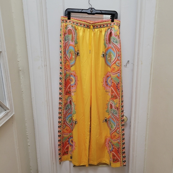 LikeMyChoice Vibrant Paisley Wide-Leg Pants With Elastic Tie Waistband 2XL NWOT - Picture 2 of 7